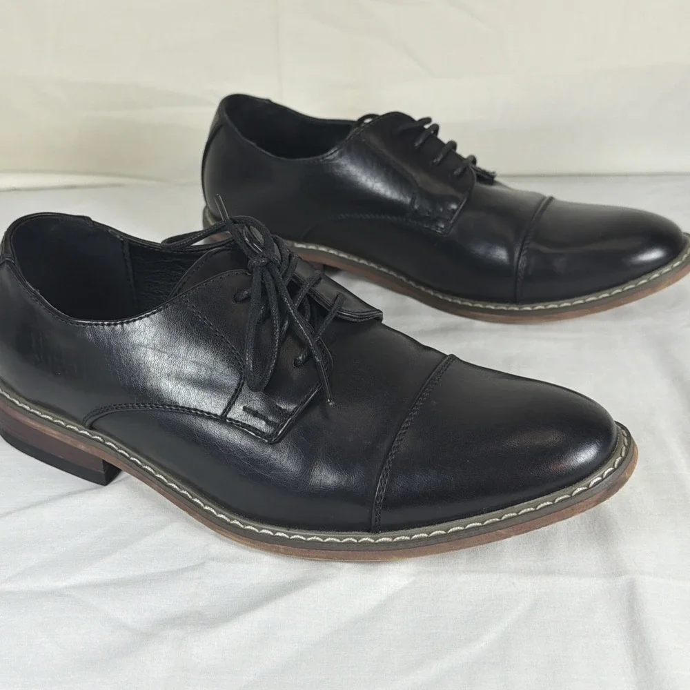 Vostey Men's Wingtip Brogue Oxford Dress Shoes Black Lace-Up Size 8 Classic
